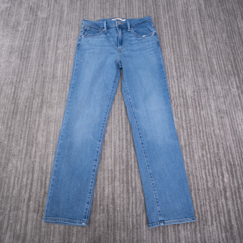 Levis 724 High Rise Straight Crop Jeans Womens 27 Blue Excellent Denim Stretch